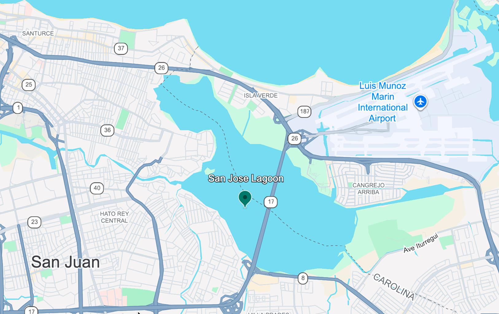 Map of the San José Lagoon study area within the San Juan Bay Estuary